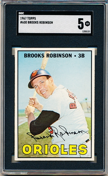 1967 Topps Baseball- #600 Brooks Robinson, Orioles- SGC 5 (Ex)- Hi#