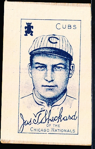 1910 S74 White Silk- Sheckard, Cubs- Old Mill Backing