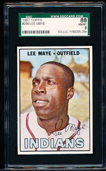 1967 Topps Baseball- #258 Lee Maye, Indians- SGC 88 (Nm/Mt 8)