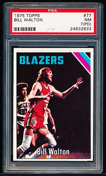 1975-76 Topps Basketball- #77 Bill Walton, Blazers- PSA NM 7 (PD)