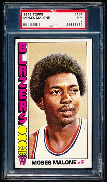 1976-77 Topps Basketball- #101 Moses Malone, Blazers- PSA NM 7