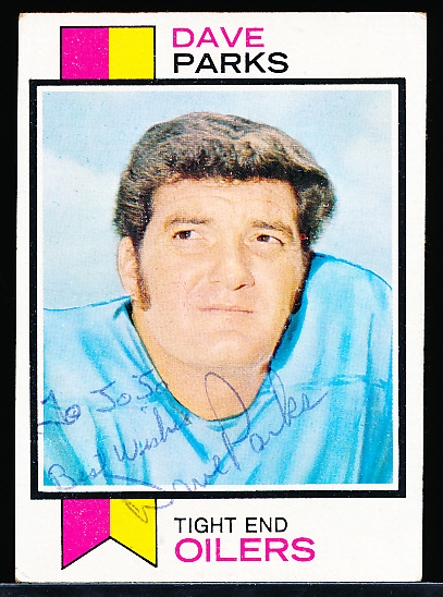 Autographed 1973 Topps Ftbl. #179 Dave Parks, Oilers