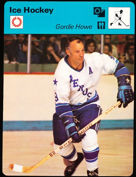 1977 Sportscaster Card #02-06 Gordie Howe, Aeros