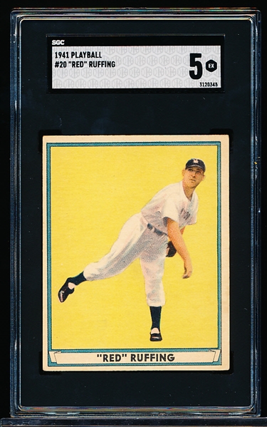 1941 Playball Baseball- #20 Red Ruffing, Yankees- SGC 5 (Ex)- dated back version