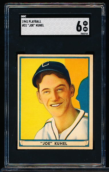 1941 Playball Baseball- #31 Joe Kuhel, White Sox- SGC 6 (Ex-NM)- Undated back version.