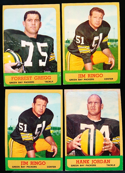 1963 Topps Fb- Green Bay Packers- 4 Cards