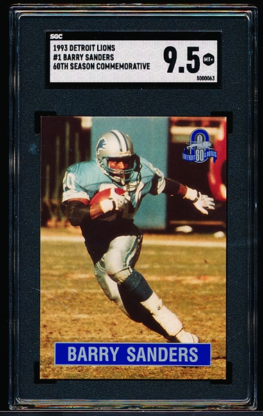 1993 Football- Detroit Lions- 60th Season Commemorative- #1 Barry Sanders- SGC 9.5 (Mt+)