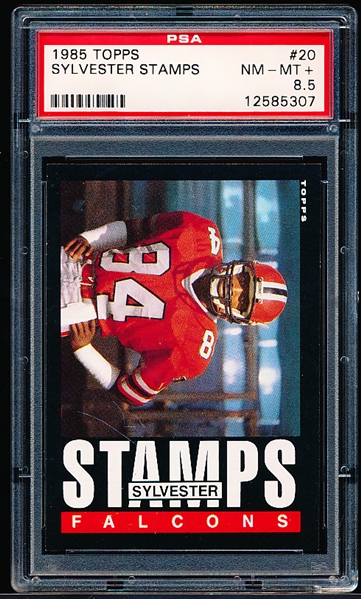 1985 Topps Football- #20 Sylvester Stamps, Falcons- PSA Nm-Mt+ 8.5