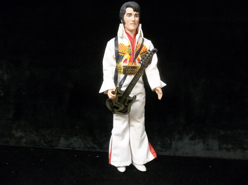 1980’s Elvis Presley 11-3/4” Tall Poseable Doll in White Jumpsuit with Guitar