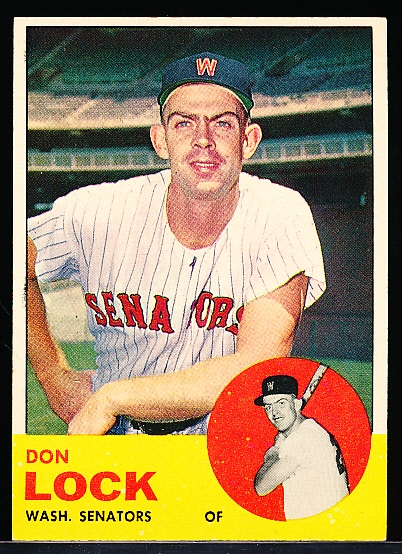 1963 Topps Bb- Don Lock, Senators front- Wrong Back