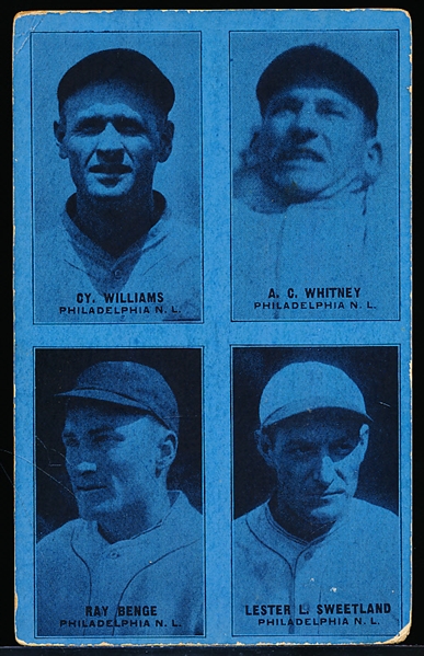 1929-30 Baseball 4 in 1 Exhibit- Philadelphia- Ray Benge/ Sweetland/ Whitney/ Cy Williams- Blue Color