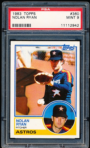 1983 Topps Baseball- #360 Nolan Ryan, Astros- PSA Mint 9