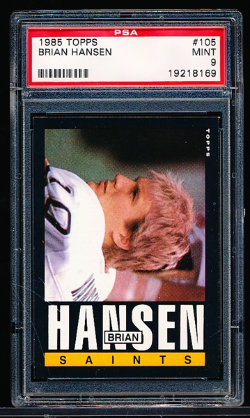 1985 Topps Football- #105 Brian Hansen, Saints- PSA Mint 9