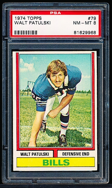 1974 Topps Football- #79 Walt Patulski, Bills- PSA Nm-Mt 8