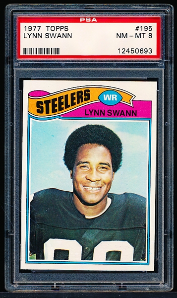 1977 Topps Football- #195 Lynn Swann, Steelers- PSA Nm-Mt 8