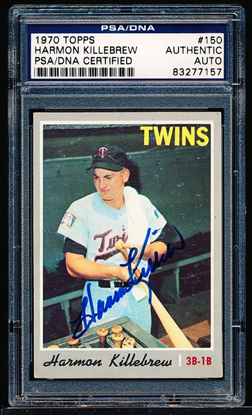 Autographed 1970 Topps Bsbl. #150 Harmon Killebrew- PSA/ DNA Certified/ Slabbed
