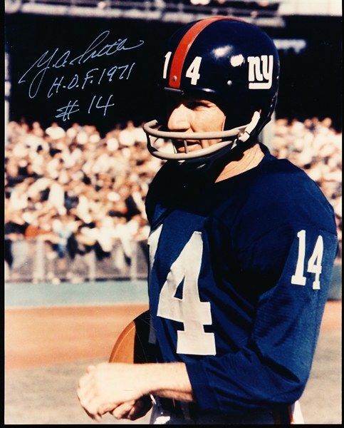 Autographed Y. A. Tittle New York Giants NFL Color 8” x 10” Photo