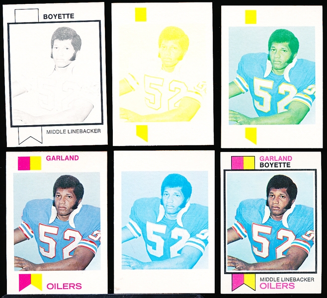 1973 Topps Fb- #121 Garland Boyette, Oilers- 8 Card Progressive Proof Set