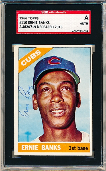 1966 Topps Baseball- #110 Ernie Banks, Cubs- SGC Authenticated & Encapsulated