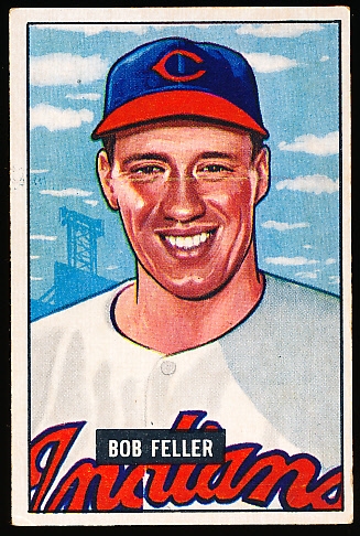 1951 Bowman Baseball- #30 Bob Feller, Cleveland