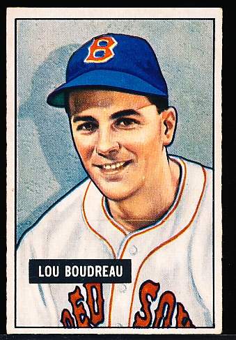 1951 Bowman Baseball- #62 Lou Boudreau, Red Sox- Hall of Famer!
