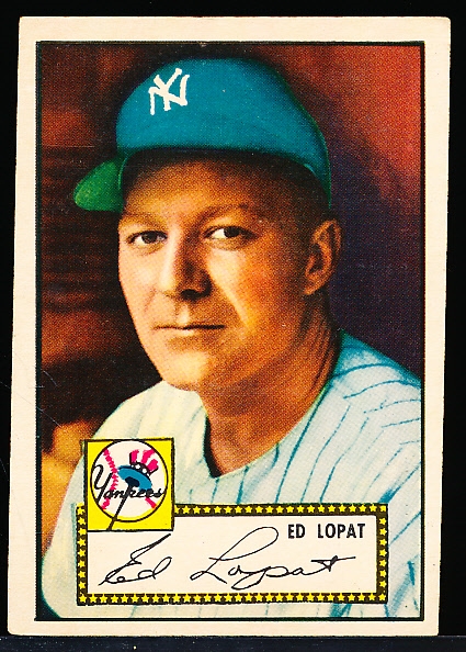 1952 Topps Baseball- #57 Ed Lopat, Yankees- Red Back