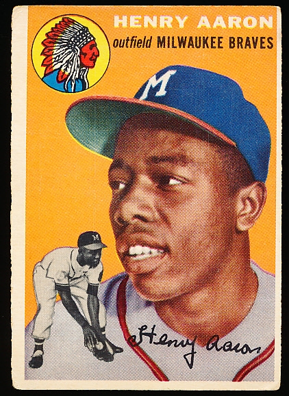 1954 Topps Baseball- #128 Hank Aaron RC, Braves