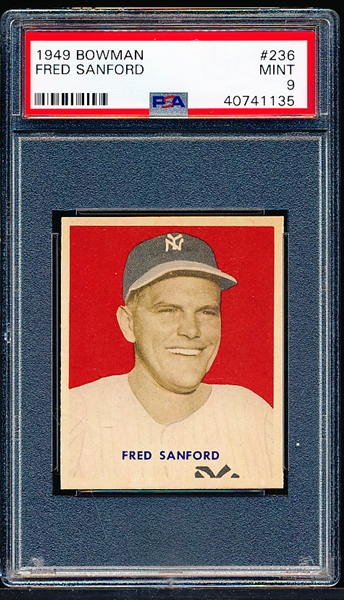 1949 Bowman Baseball- #236 Fred Sanford, NY Yankees- PSA Mint 9