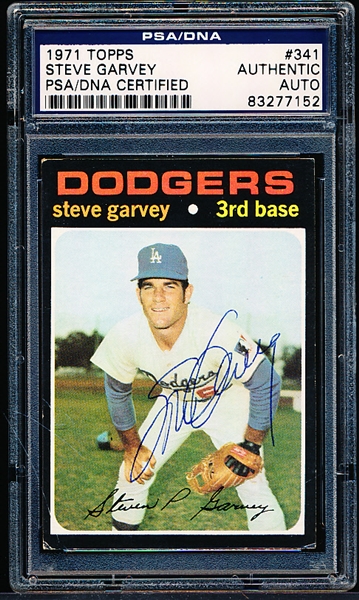 Autographed 1971 Topps Baseball- #341 Steve Garvey RC, Dodgers- PSA/ DNA Certified & Encapsulated