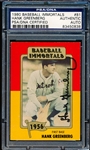 Autographed 1980 Baseball Immortals- #81 Hank Greenberg, Detroit- PSA/ DNA Certified & Encapsulated