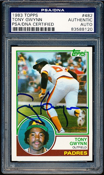 Autographed 1983 Topps Baseball- #482 Tony Gwynn RC- PSA/DNA Certified & Encapsulated