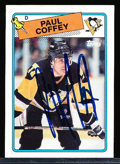 Autographed 1988-89 Topps Hockey- #179 Paul Coffey, Penguins