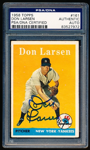 Autographed 1958 Topps Baseball- #161 Don Larsen, Yankees- PSA/ DNA Certified & Encapsulated