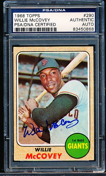 Autographed 1968 Topps Baseball- #290 Willie McCovey, Giants- PSA/DNA Certified & Encapsulated