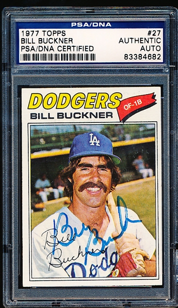 Autographed 1977 Topps Baseball- #27 Bill Buckner, Dodgers- PSA/ DNA Certified & Encapsulated