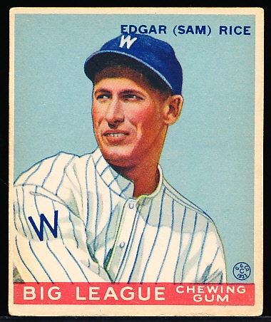 1933 Goudey Baseball- #134 Sam Rice, Washington