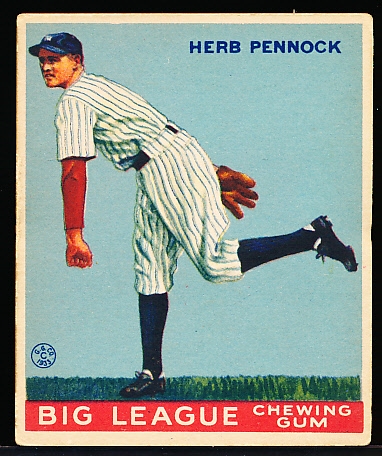 1933 Goudey Baseball- #138 Herb Pennock, Yankees