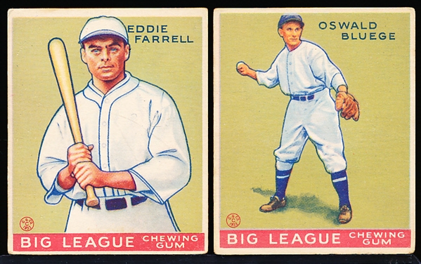 1933 Goudey Baseball- 2 Diff- #148 Farrell, #159 Bluege