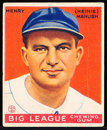 1933 Goudey Baseball- #187 Heinie Manush, Washington- Hall of Famer! 