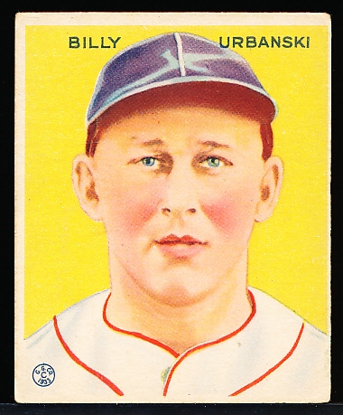 1933 Goudey Baseball- #212 Billy Urbanski, Braves