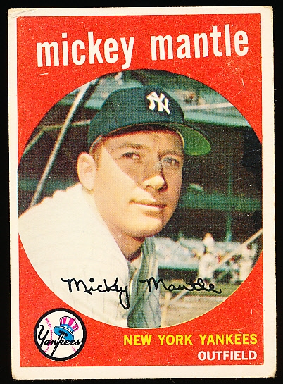 1959 Topps Baseball- #10 Mickey Mantle, Yankees