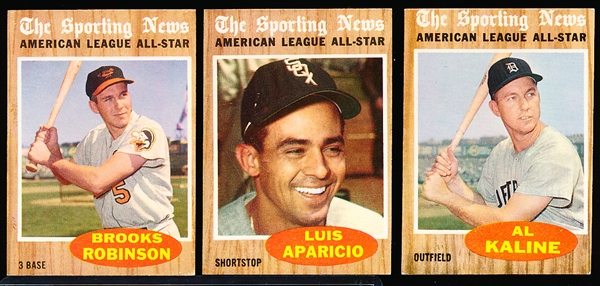 1962 Topps Bb- 3 Diff AL All Stars