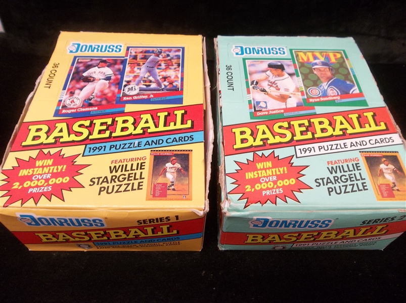 1991 Donruss Baseball- One Unopened Wax Box From Both Series