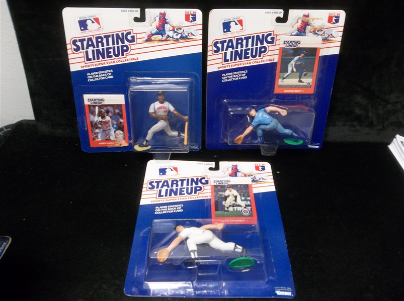 1988 Kenner SLU Baseball- 3 Diff. Hall of Famers- George Brett, Kirby Puckett, & Alan Trammell