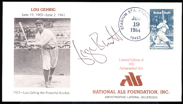 Autographed June 19, 1984 National ALS Foundation Lou Gehrig Bsbl. Cachet by George Brett