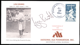 Autographed June 19, 1984 National ALS Foundation Lou Gehrig Bsbl. Cachet by George Brett