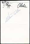 Autographed Walt Alston Bsbl. 5-¼” x 8-¼” “Aloha” Note Page