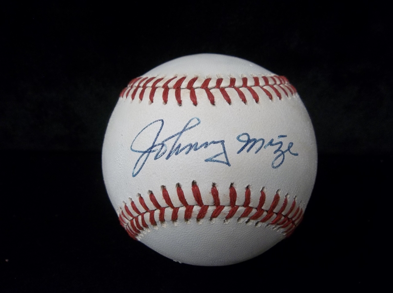 Autographed Johnny Mize Rawlings AL Baseball