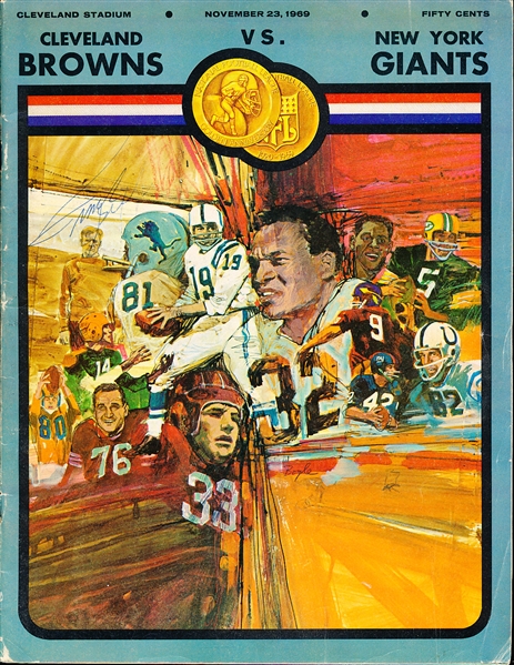 Autographed November 23, 1969 New York Giants @ Cleveland Browns NFL Program- Signed by Hall of Famer Frank Gifford!