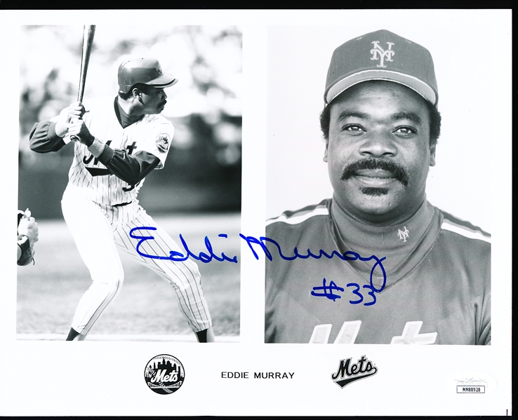 Autographed Eddie Murray New York Mets MLB B/W 8” x 10” Team Issued Photo- JSA Certified